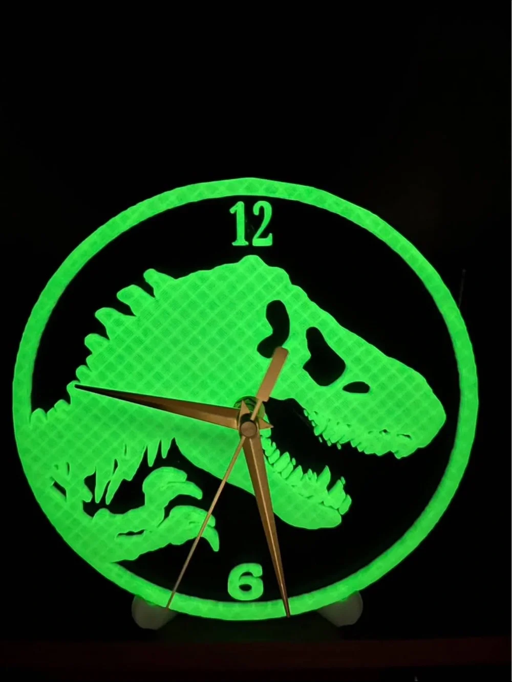 Glow Green T-Rex Reptile Clock - Neon Dinosaur Design